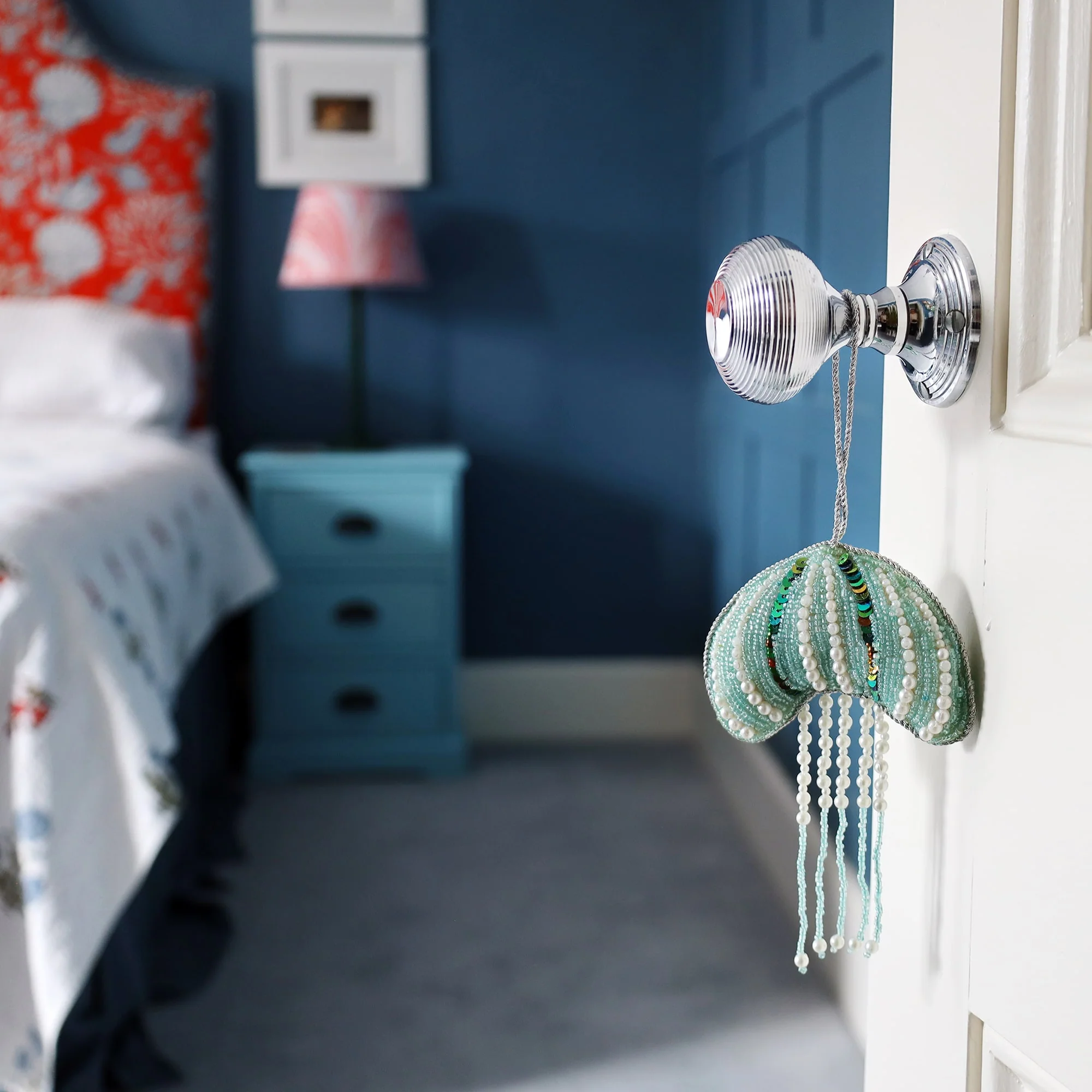 Beaded Aqua Jellyfish Hanging Decoration - Image 4