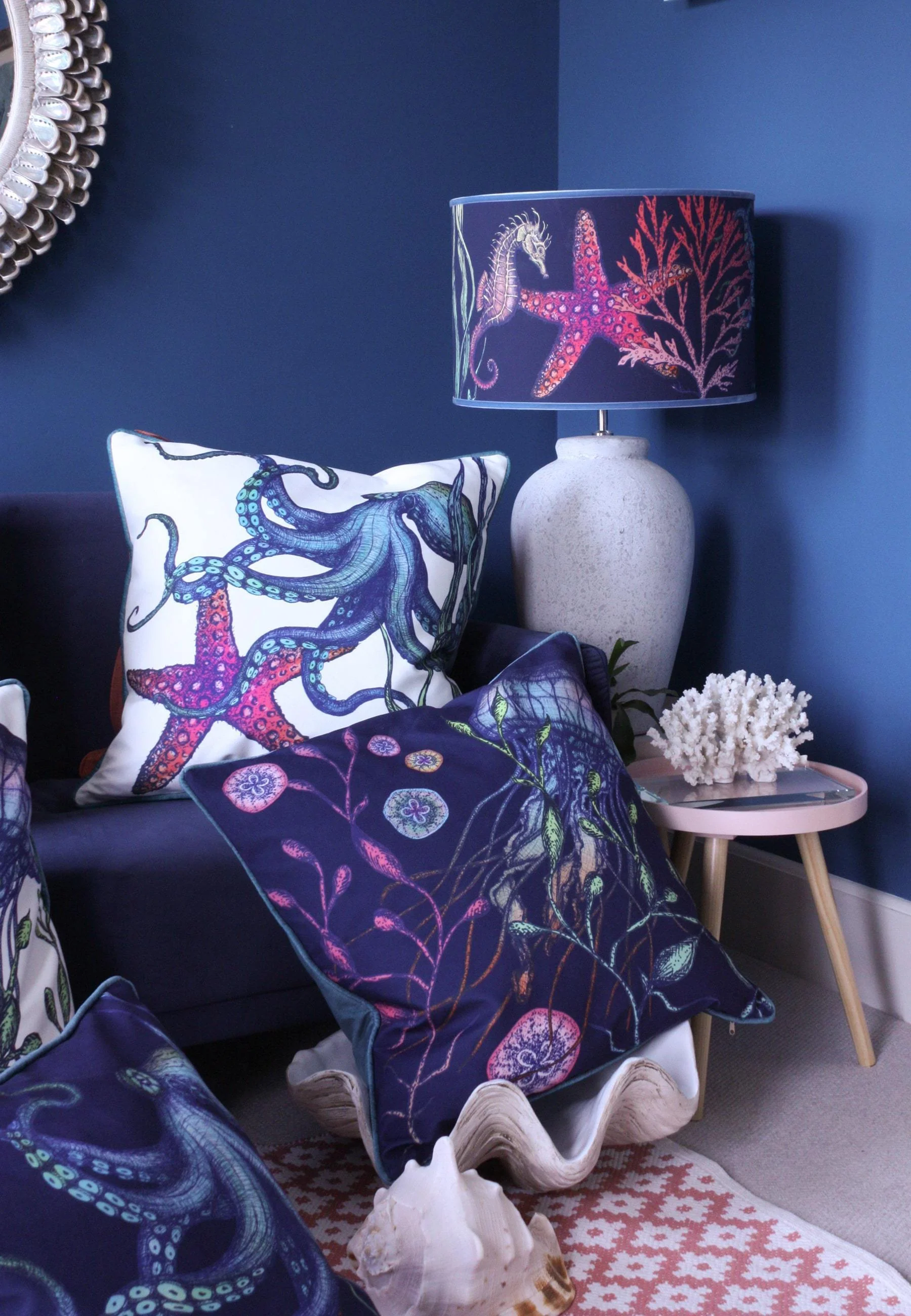 Navy Blue Rainbow Reef Lampshade - Image 3