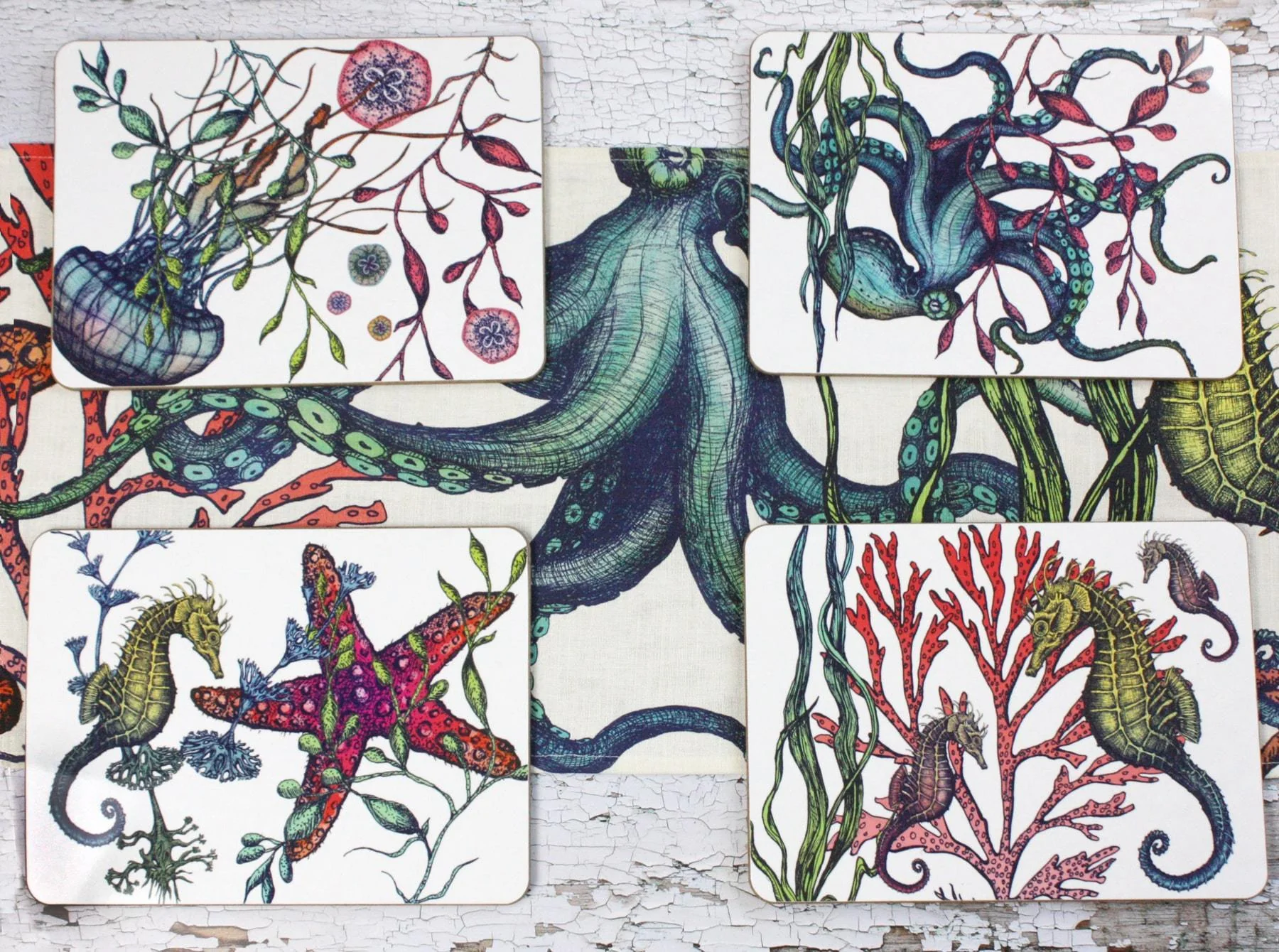 Reef Sea Creature Placemats, Set Of 4 - Image 3