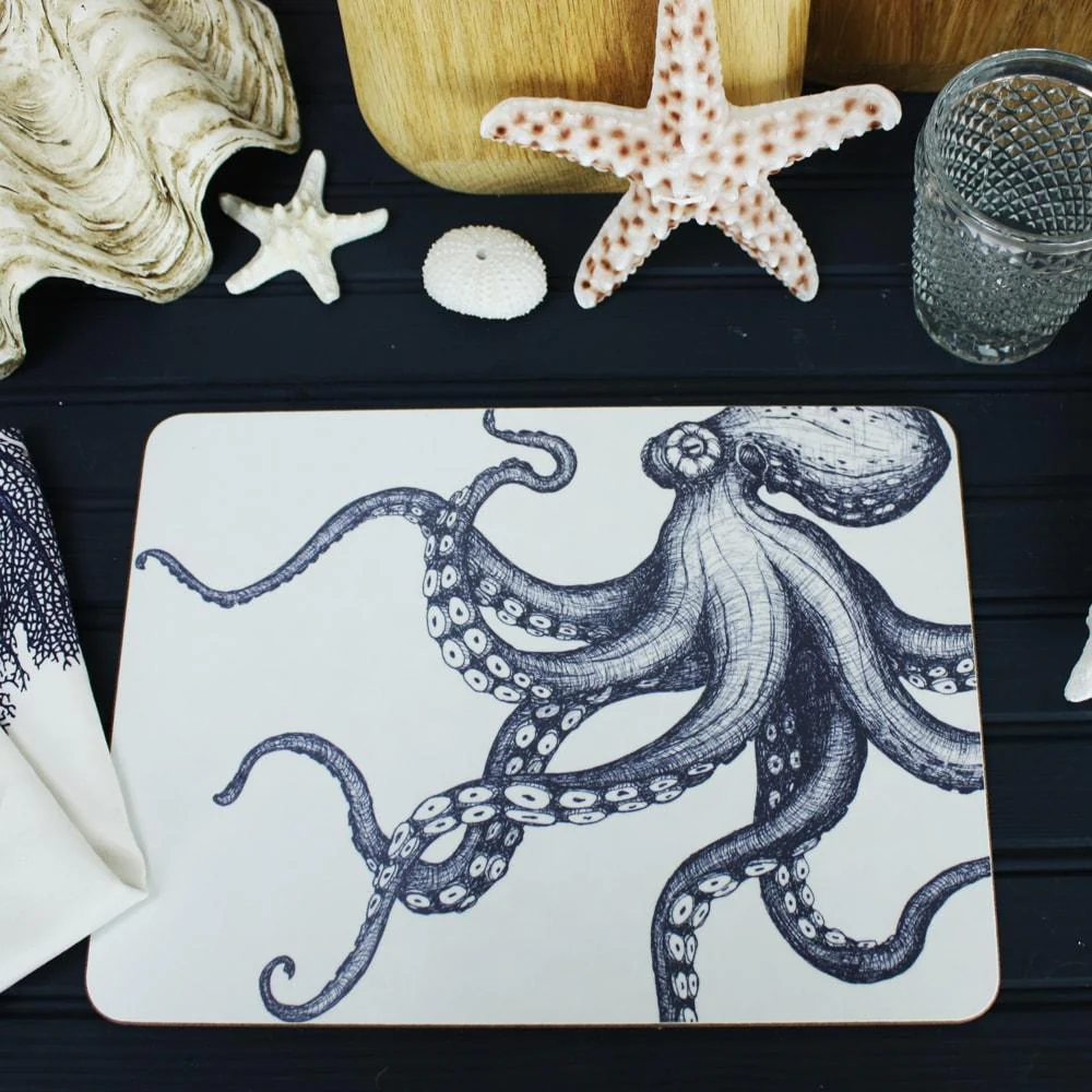 Blue And White Octopus Design Placemat - Image 4