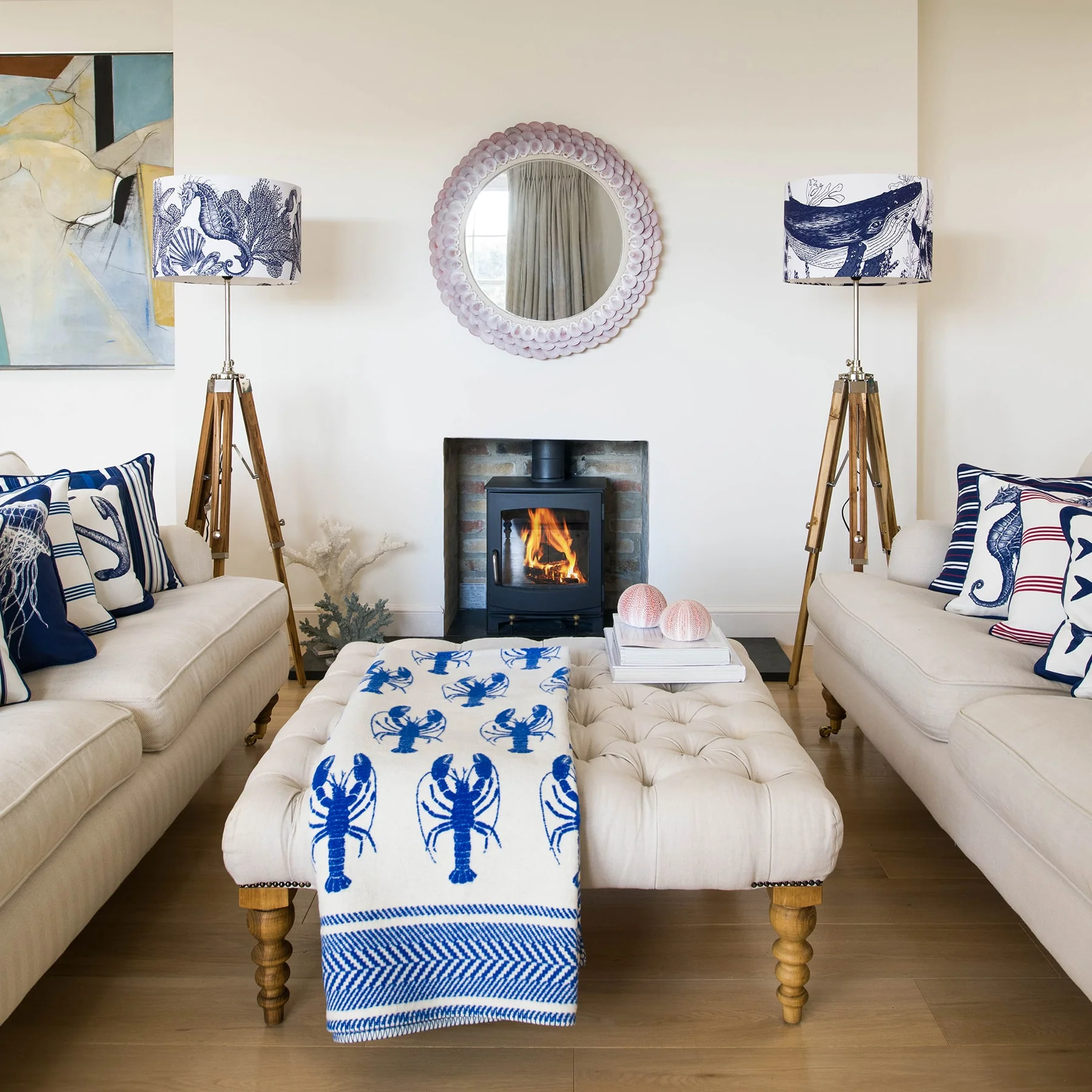 Whale Lampshade In Marine Blue On White - Image 3